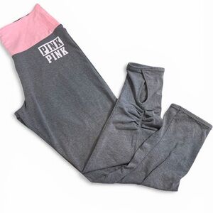 Victoria’s Secret Pink Cropped Elastic Keyhole Grey Yoga Pants Skinny Leggings